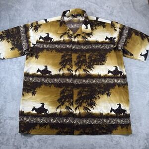 Southpole Men's XXL Hawaiian‎ Safari Y2K Mule SS Western Button Down Show